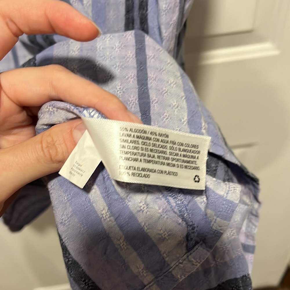 Universal Thread XS S M Blue Lavender Striped button up long sleeve Midi dress - Picture 9 of 16